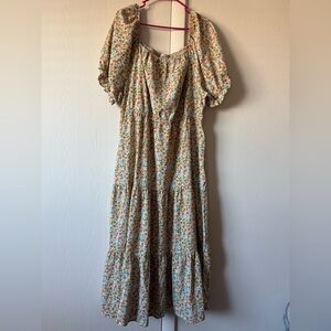 Floral Maxi Dress with Ruffle Sleeves Size 2XL